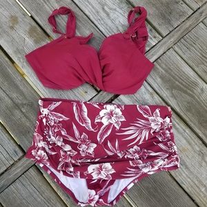 Miracle suit burgandy bikini size 16/38d